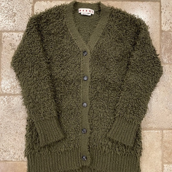 Marni Green Shag Wool Cardigan Sweater - Picture 3 of 15